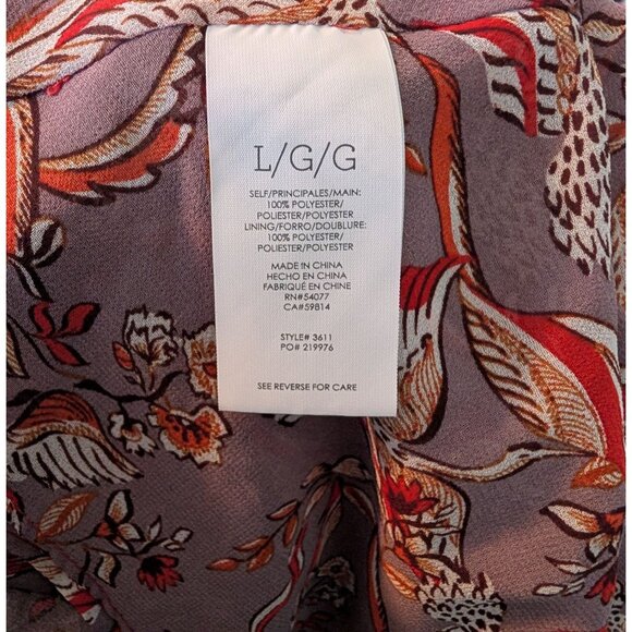 Cabi Good Luck Crane Print Red and Gray Sleeveless Blouse - L Style #3611 - Picture 8 of 10